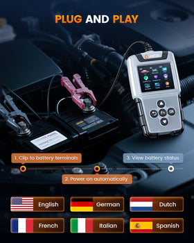 ANCEL BA101 Plus menu showing stored test records for tracking battery history