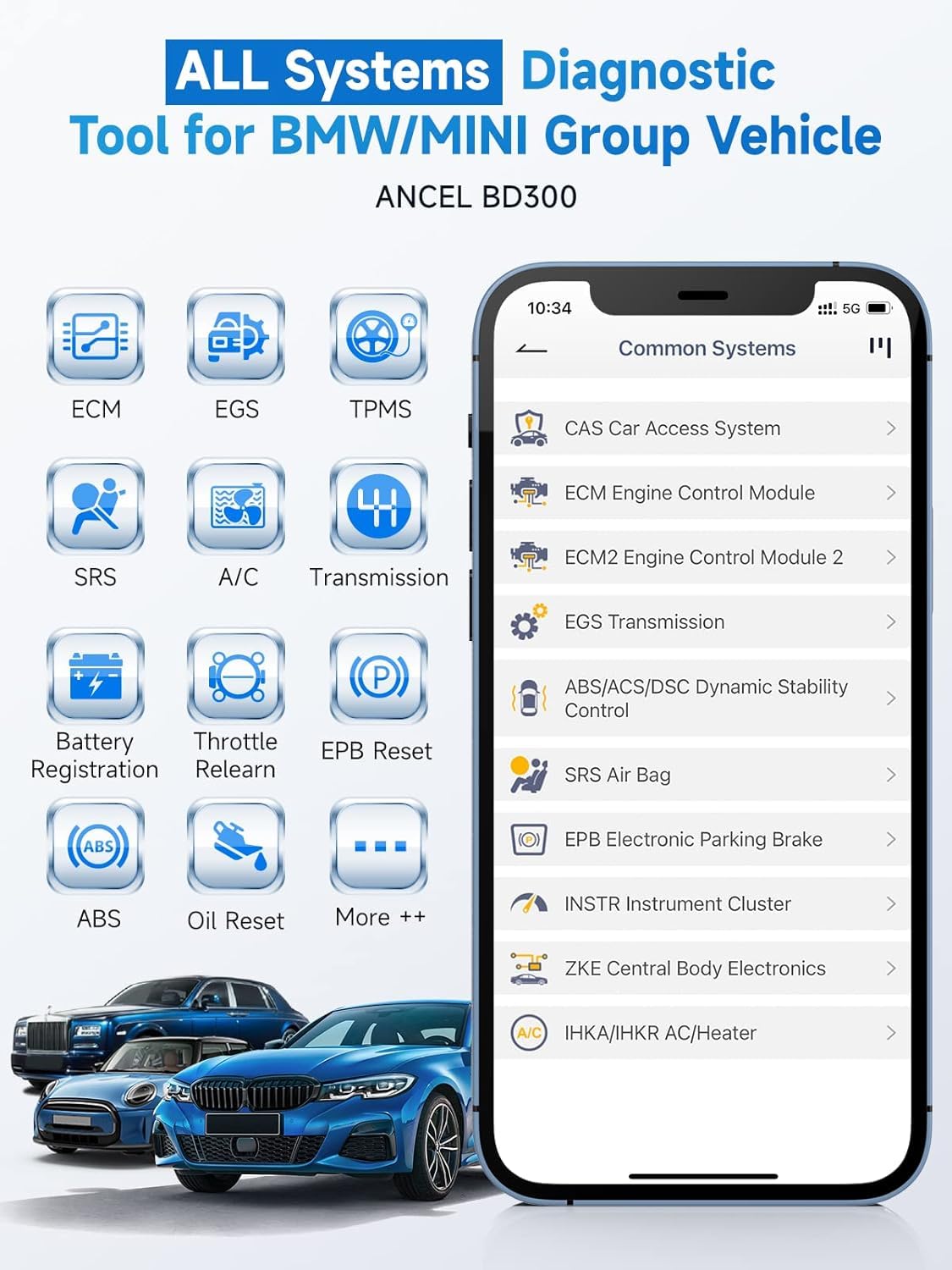 ANCEL BD300 paired with ANCEL app showing live data for troubleshooting