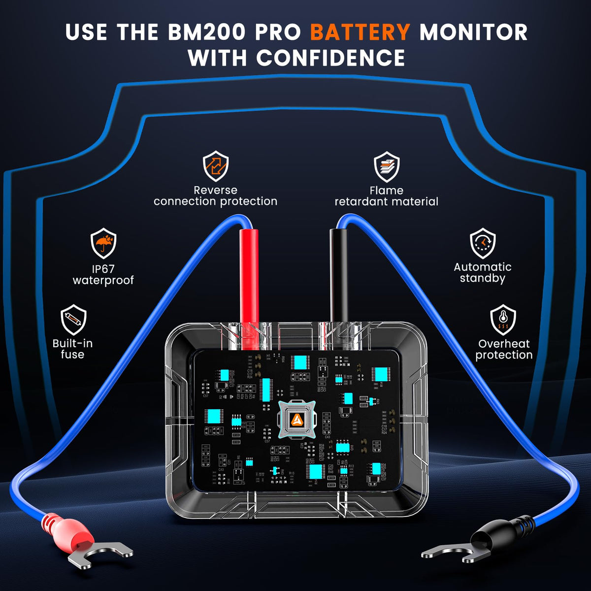 ANCEL BM200 PRO temperature sensor closeup, brand protecting against thermal issues