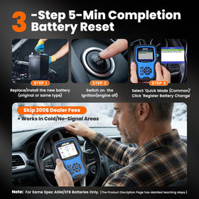 ANCEL BM700 PRO guided battery registration screen, quick safe battery swaps benefit