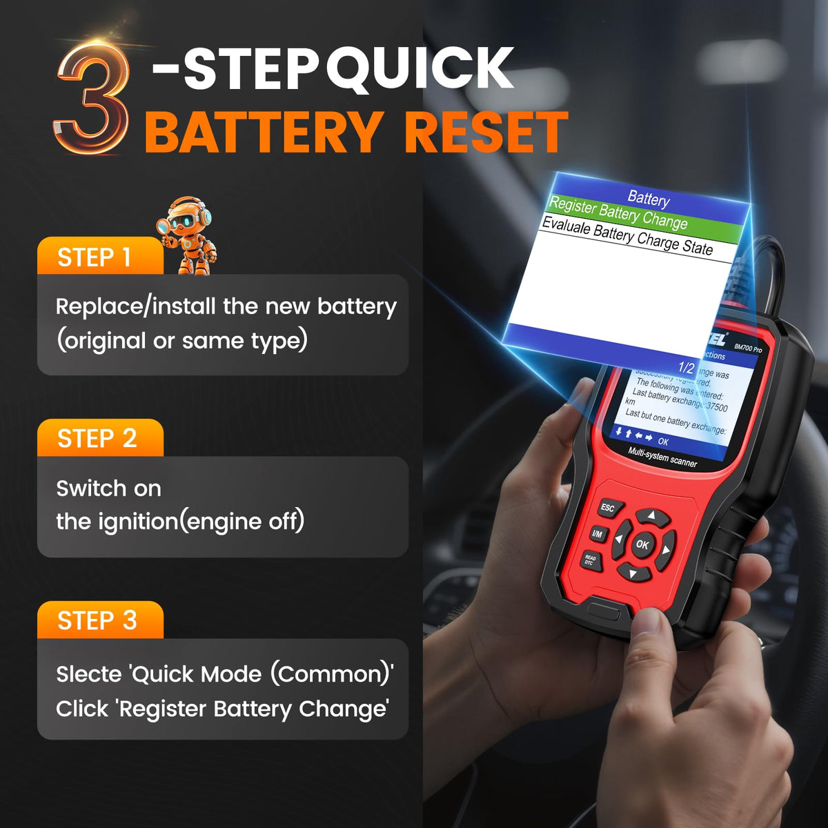 ANCEL BM700 PRO performing battery registration on BMW, simplifies replacement coding