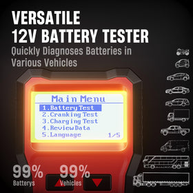 ANCEL BST100 testing a disconnected battery on a workbench for detailed checks