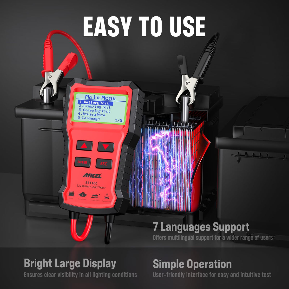 ANCEL BST100 compact size with cables and pouch for portable storage benefit