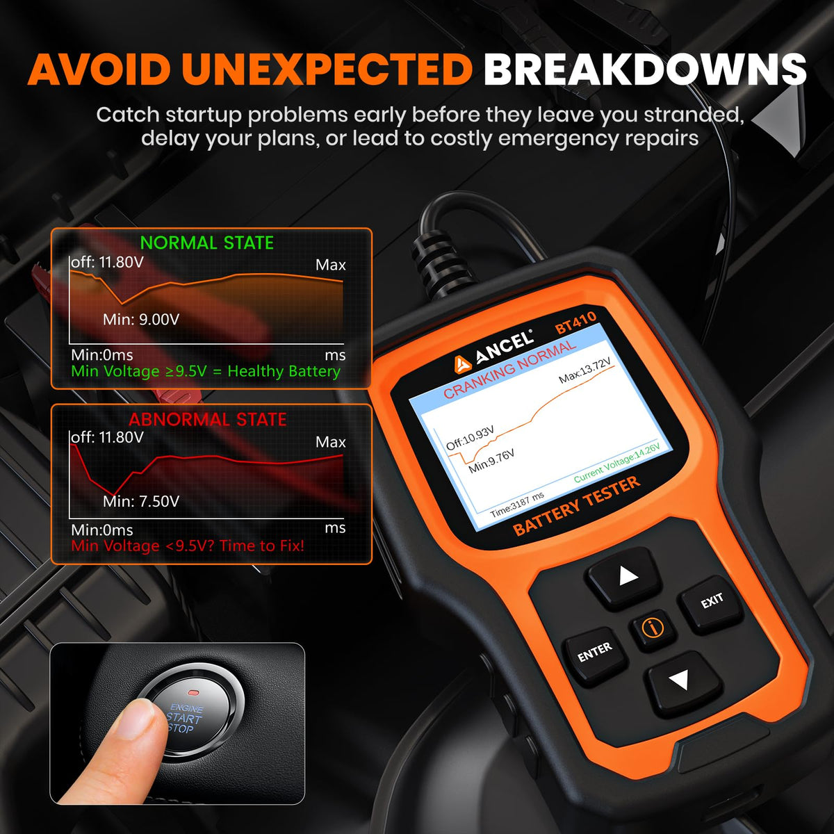 ANCEL BT410 showing QR report ready to share with technicians