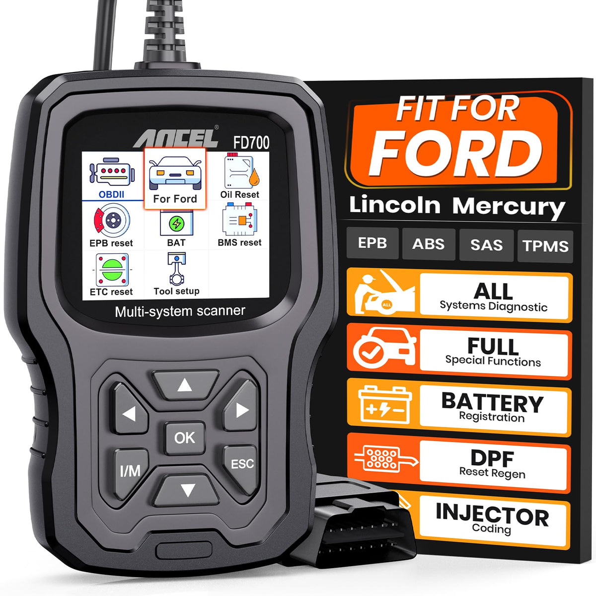 ANCEL FD700 front view showing controls and durable housing for reliable diagnostics