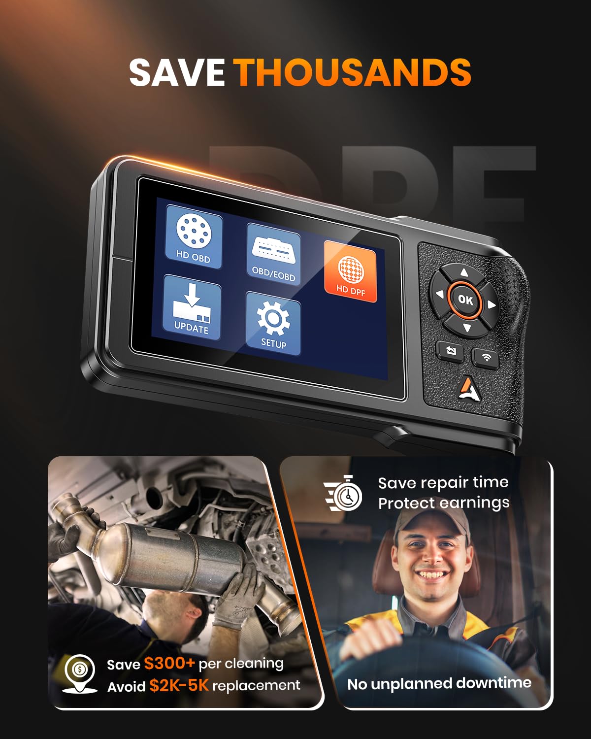 ANCEL HD431 plugged into truck diagnostic port, fast access to vehicle data benefit