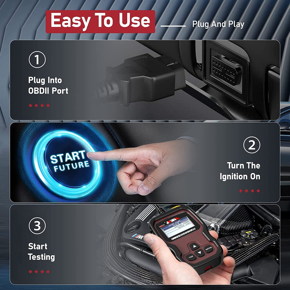 ANCEL JP700 held in hand to show scale, compact portable convenience benefit