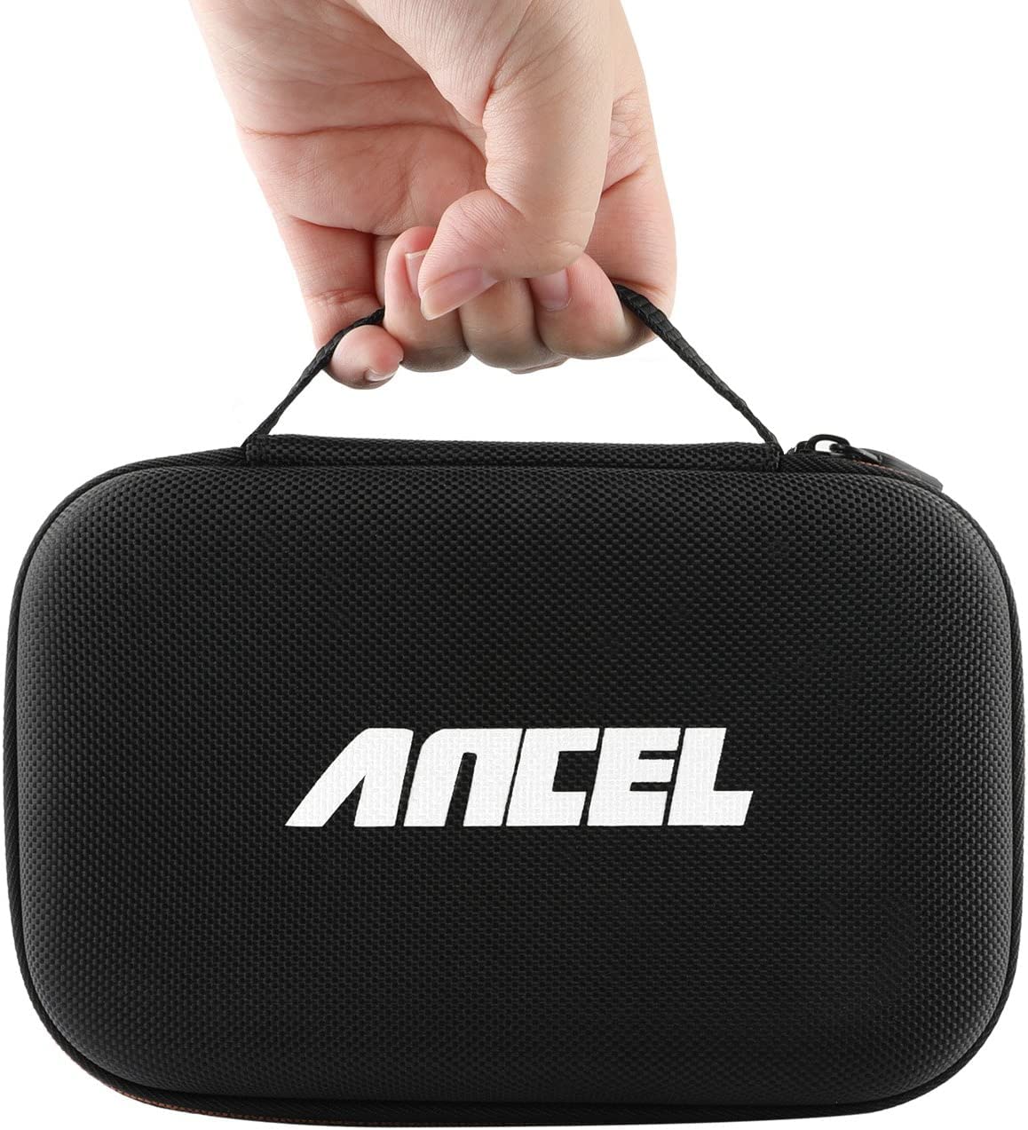 ANCEL case open with scanner inside illustrating ready-to-use transport