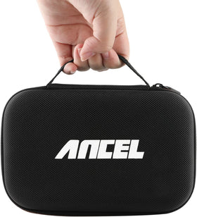 ANCEL case open with scanner inside illustrating ready-to-use transport