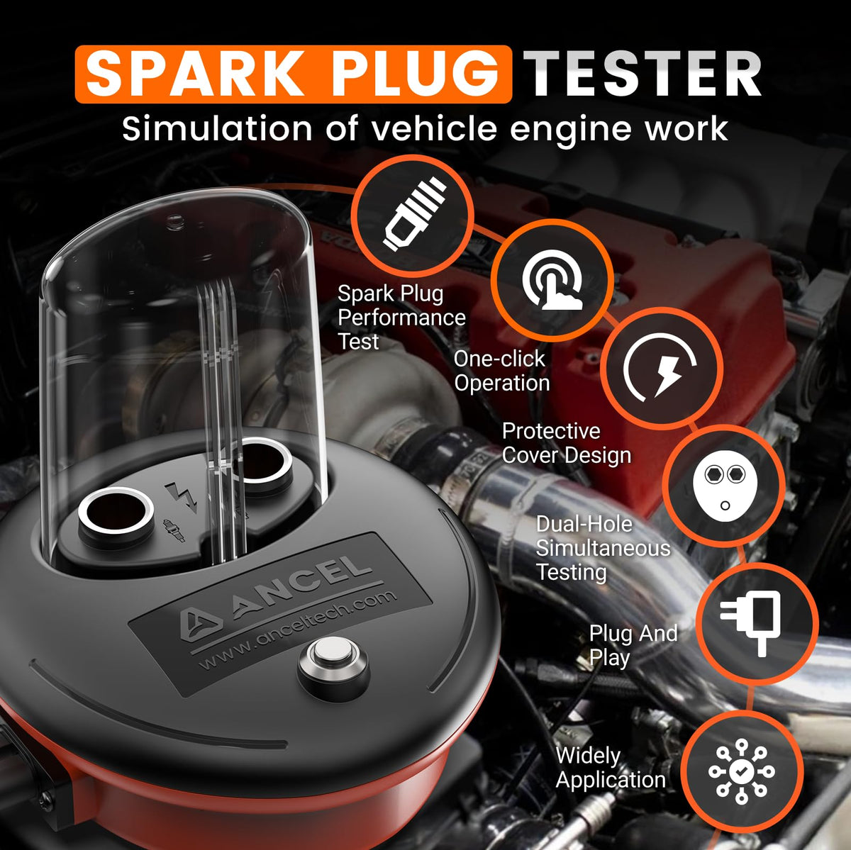 ANCEL SP20 spark in action displaying clear discharge to compare strength