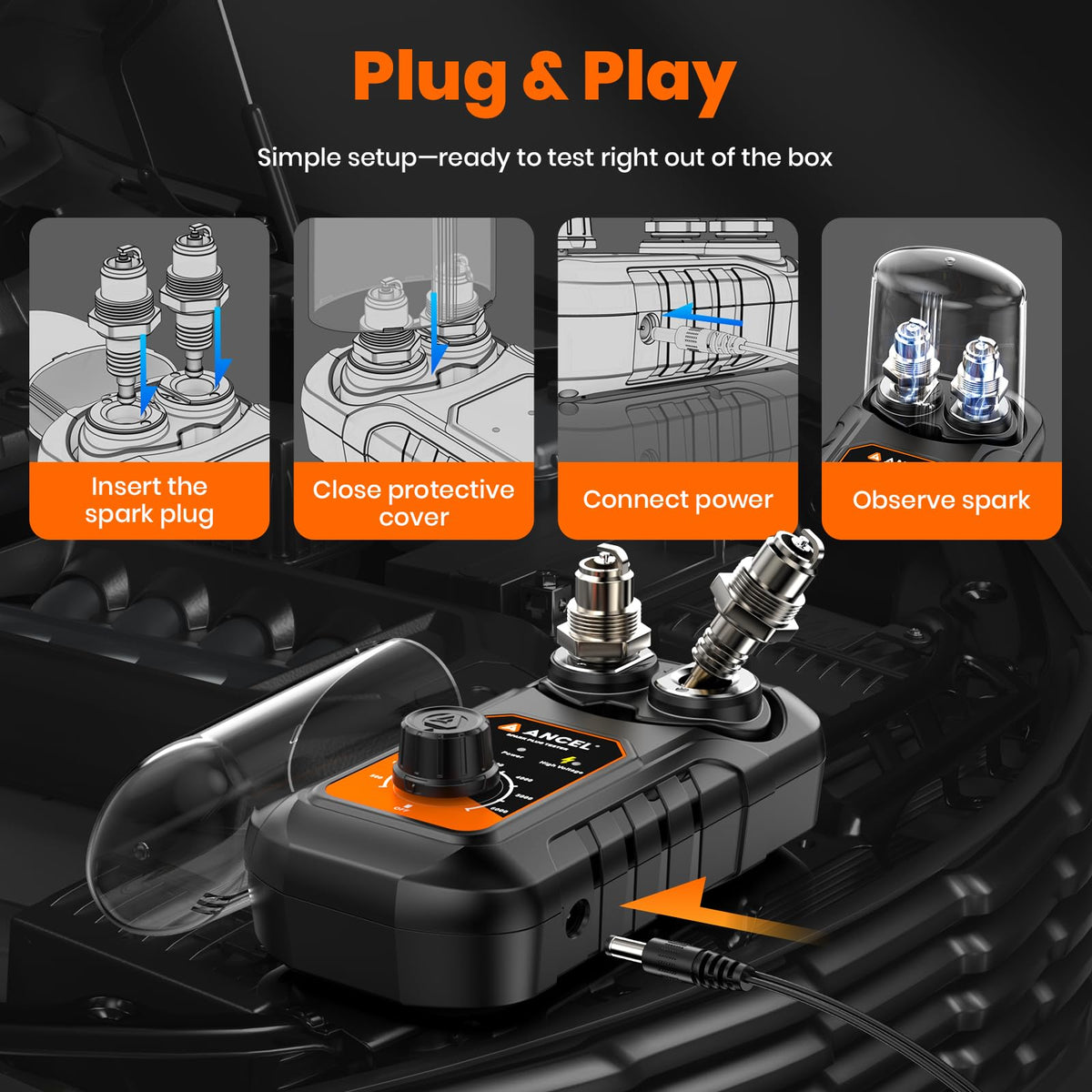 ANCEL SP21 packaging and manual displayed for unboxing and setup guidance