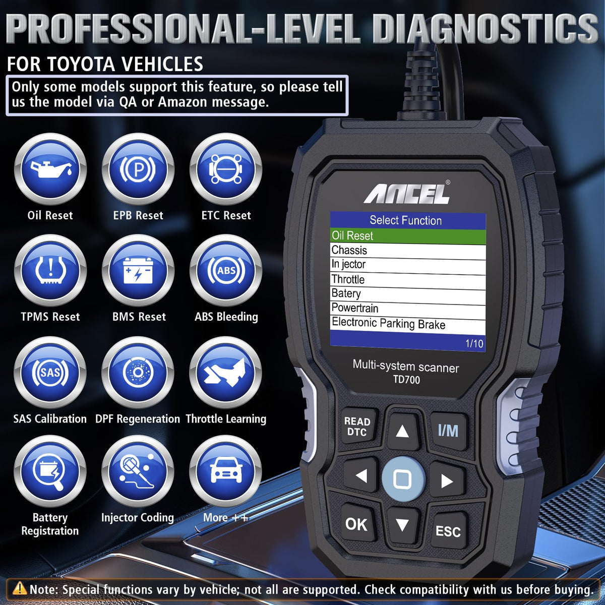 ANCEL TD700 screen close-up displaying diagnostic codes for quick understanding