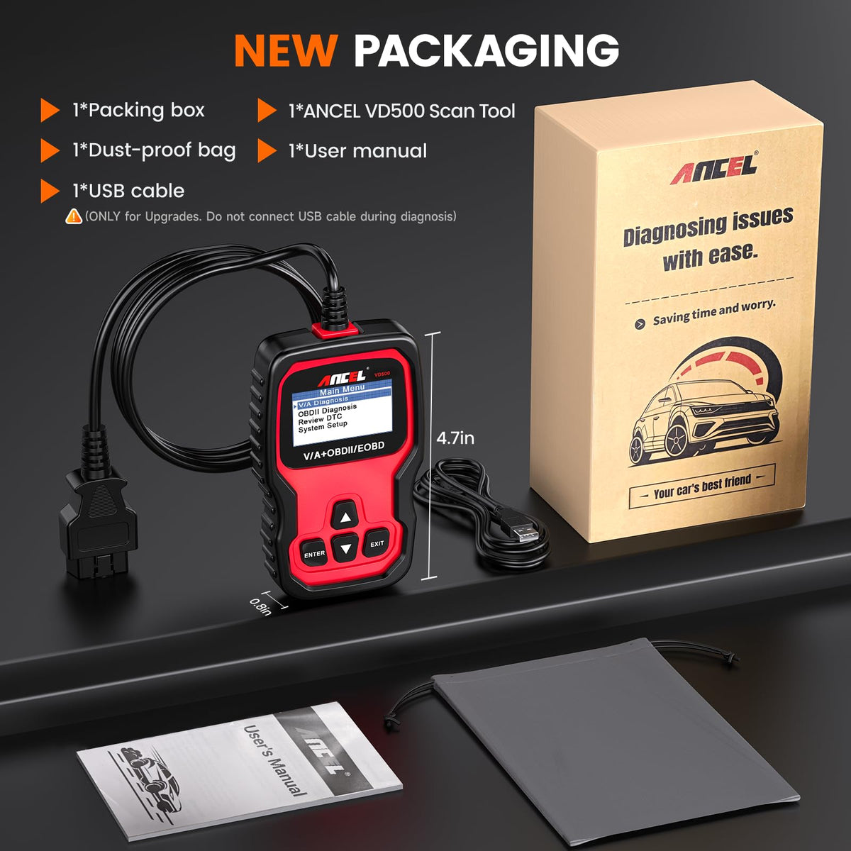 ANCEL VD500 in garage lifestyle scene helping DIY repairs confidently