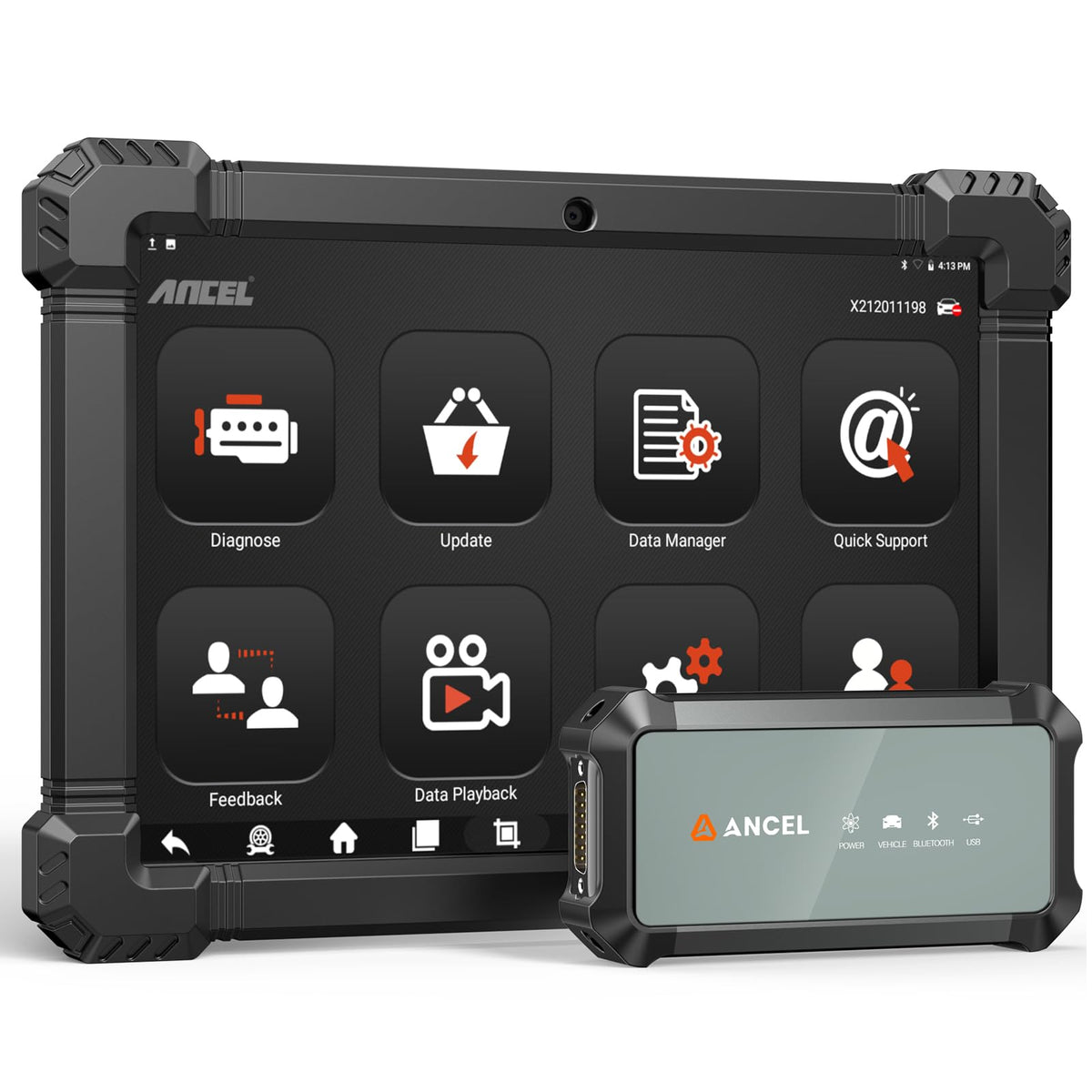 ANCEL X7HD PRO front tablet display showing diagnostics for fast readings