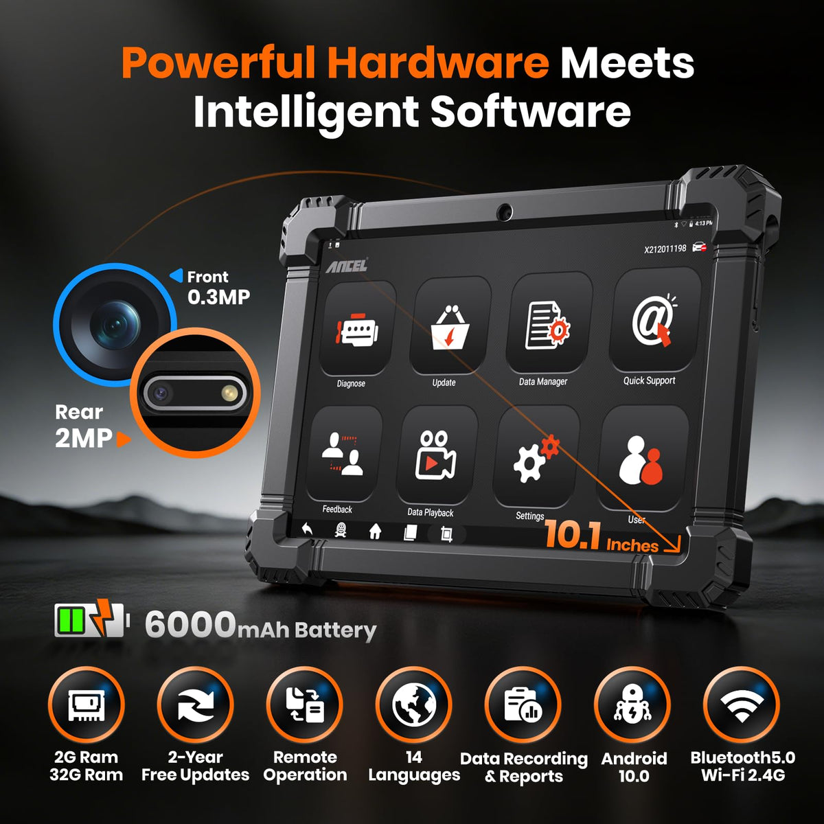 ANCEL X7HD PRO used by technician on truck engine improving repair speed