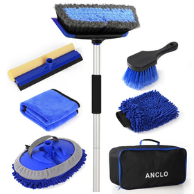 ANCLO long-handle brush front view showing reach and build for safer cleaning
