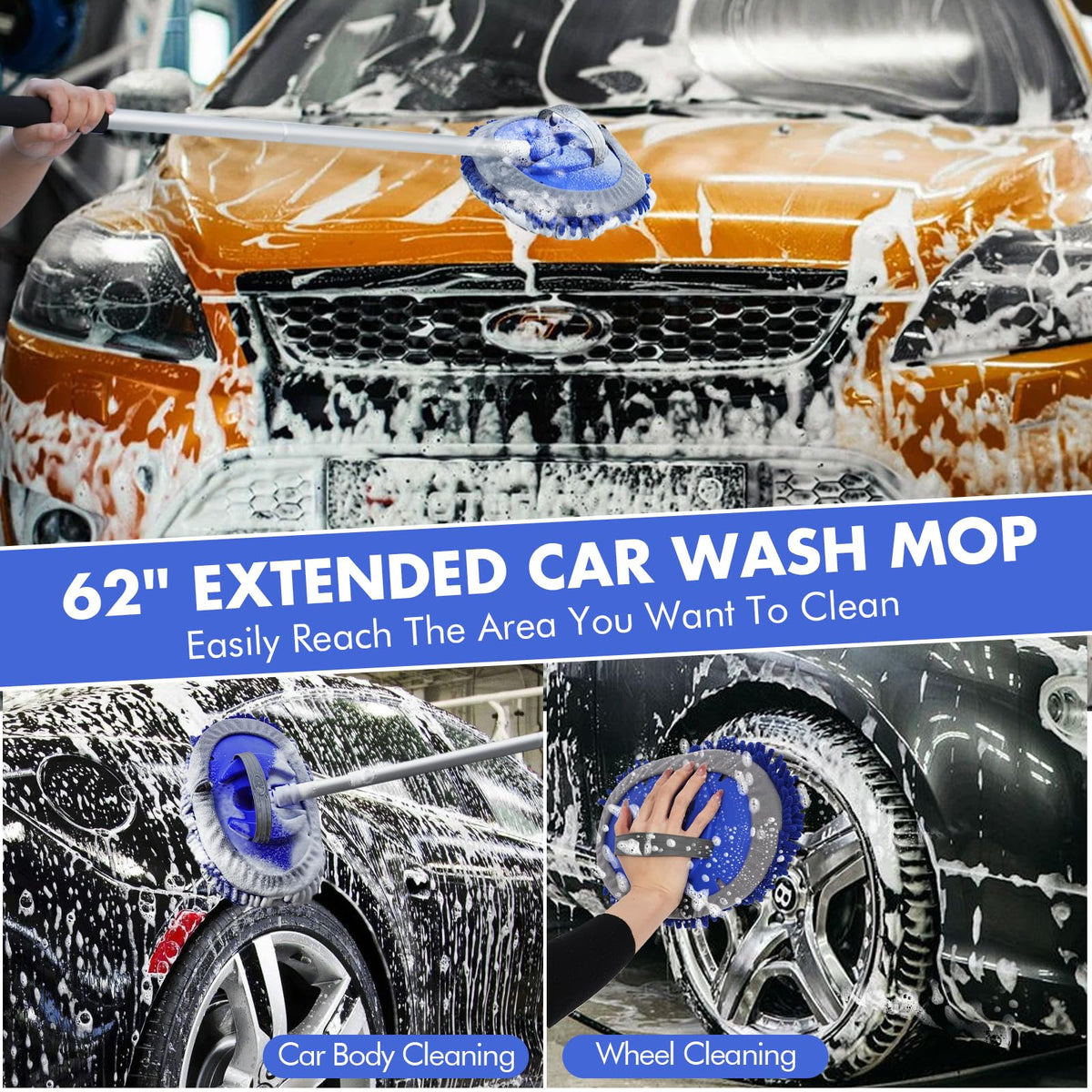 ANCLO wash mitt and microfiber towel plush materials for scratch-free washing