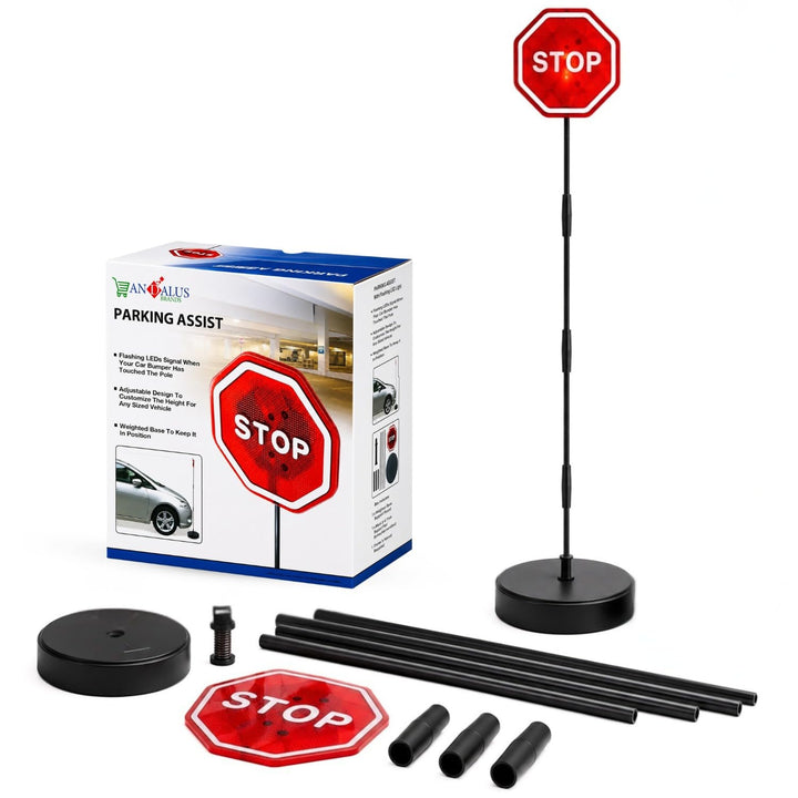 Andalus Brands front packaging showing red LED stop sign and bumper sensor benefit