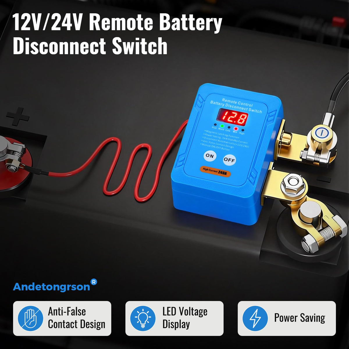 Andetongrson lifestyle RV setup showing secure battery protection on travel benefit