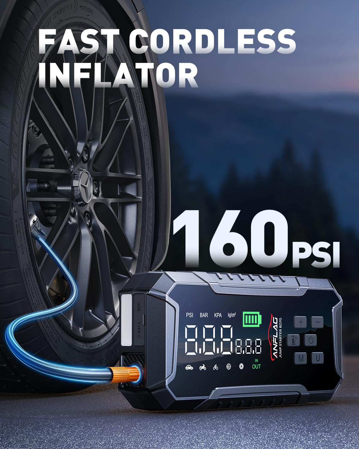 ANFLAG detachable inflator hose with four nozzles for versatile inflation