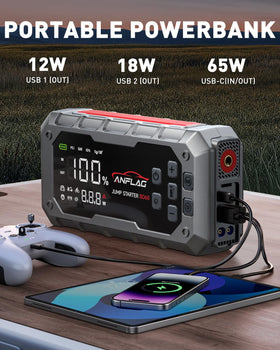 ANFLAG 65W PD and 160W DC ports with charging cables for versatile power