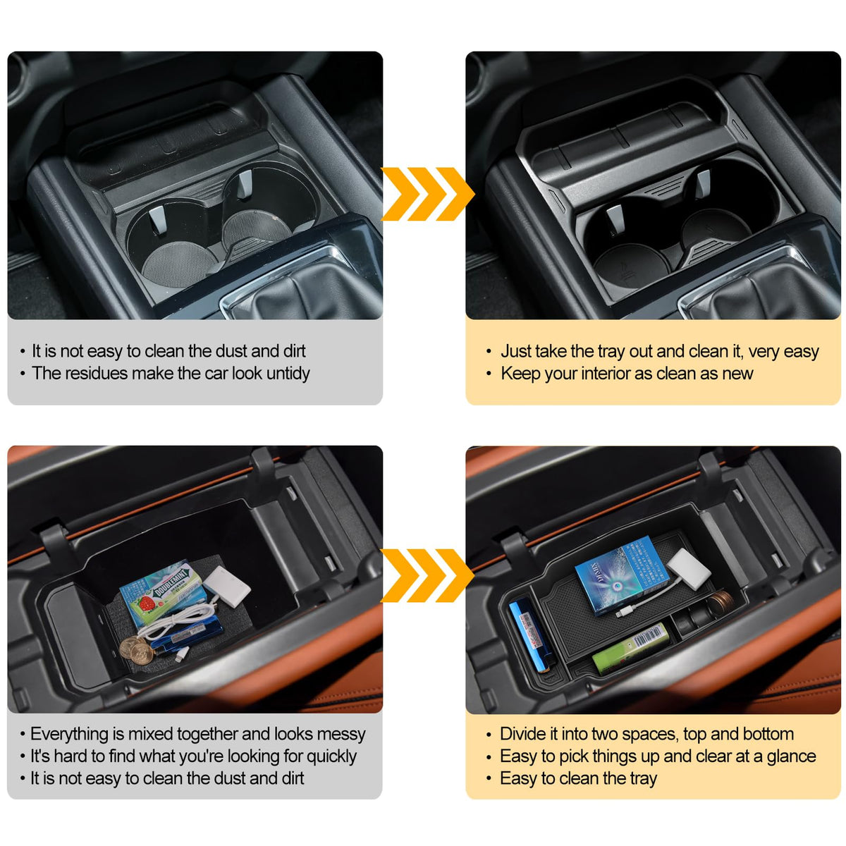 ANFOKAS lower cup holder detail showing secure drink placement and spill reduction