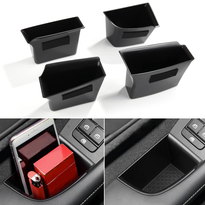 ANFOKAS front door pocket installed in Mazda door showing added storage benefit