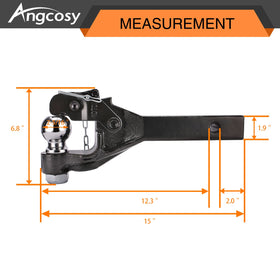 ANGCOSY close-up of pintle hook black-e finish for abrasion protection