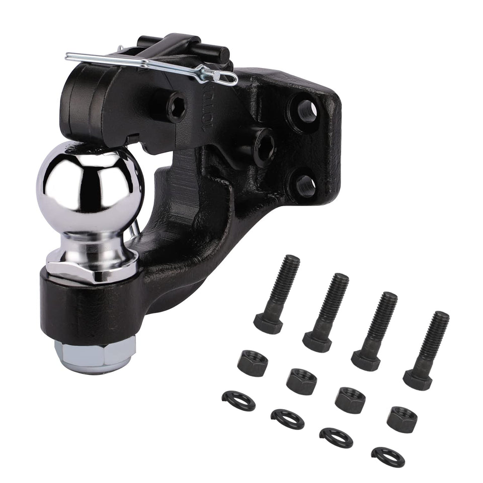 ANGCOSY front view of pintle hook assembly showing rugged construction and heavy-duty benefit