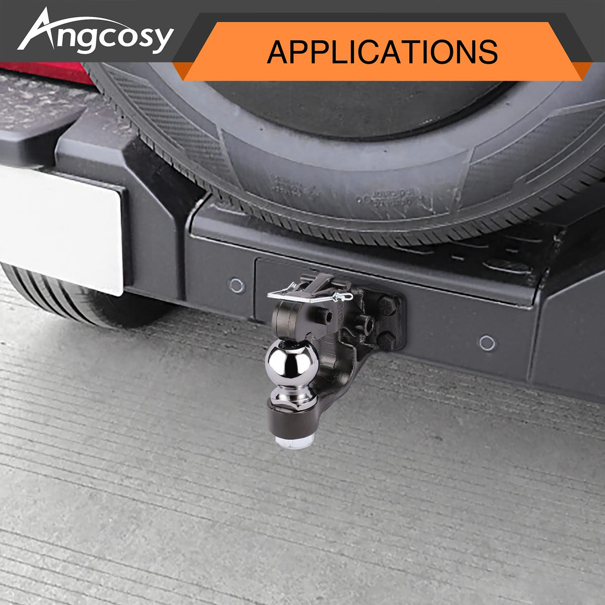 ANGCOSY hitch assembly installed on truck showing reliable towing setup in use