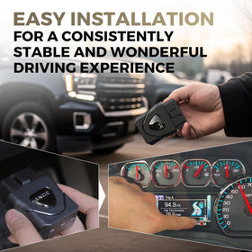 ANGE ELEC AG001 installed in a truck OBDII port demonstrating simple in-vehicle setup