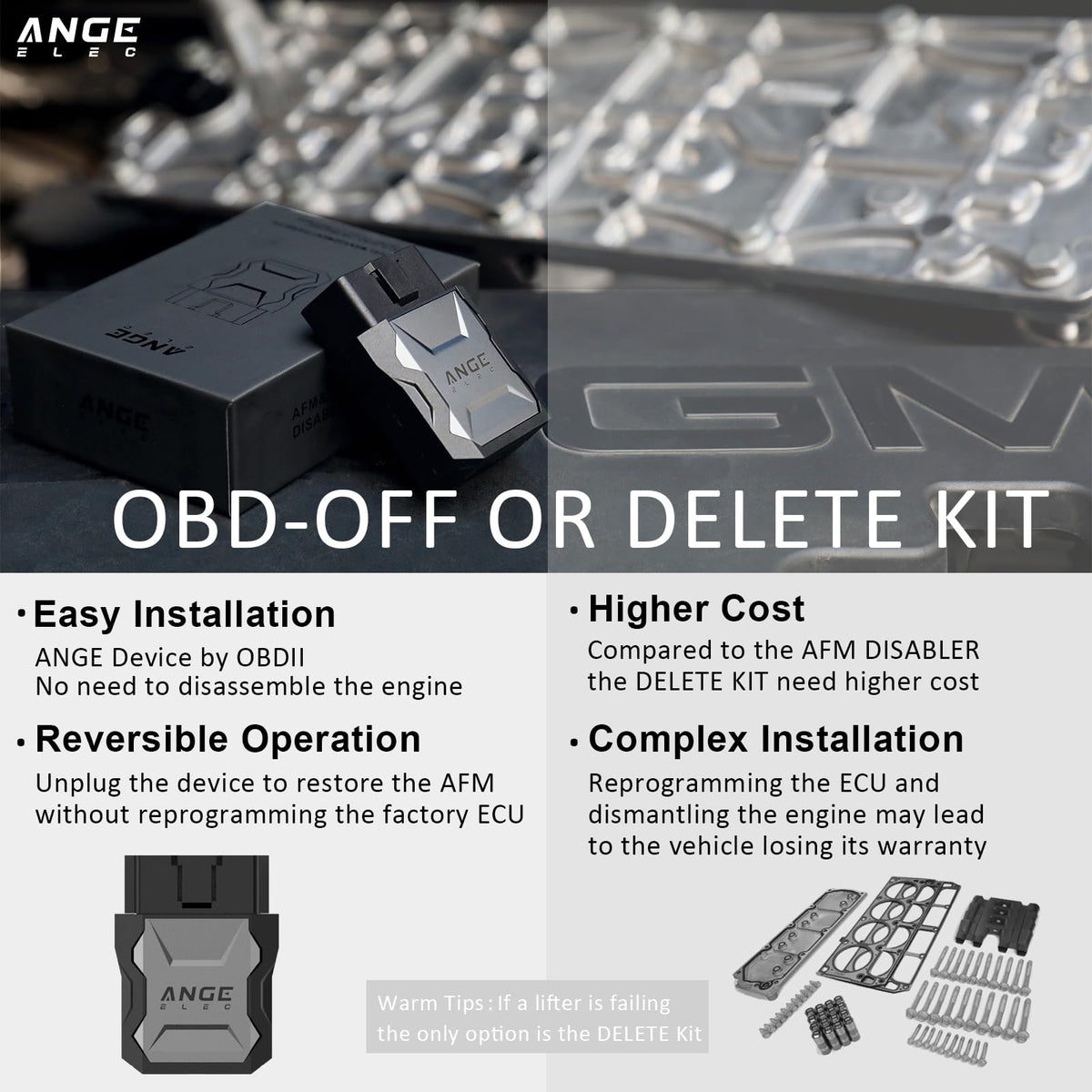ANGE ELEC label close-up with model information for quick compatibility verification