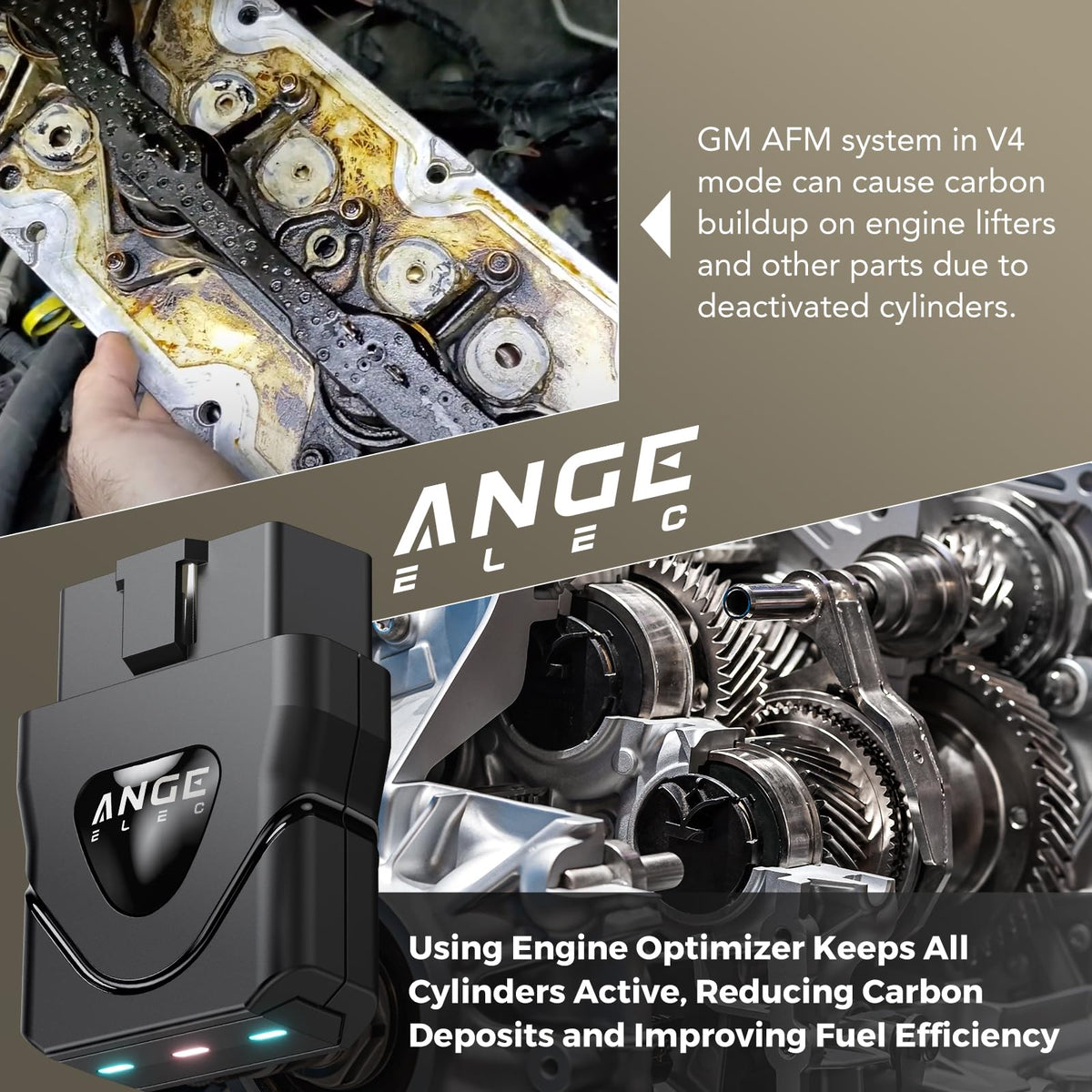 ANGE ELEC AG001 side profile showing compact dimensions for discreet dashboard placement