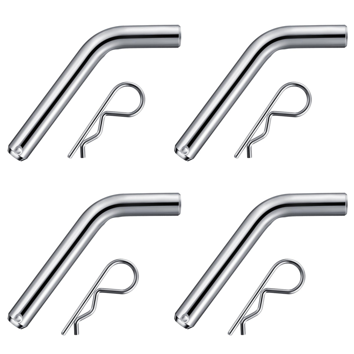 Anglechic front view of hitch pin set showing durable finish and four pins