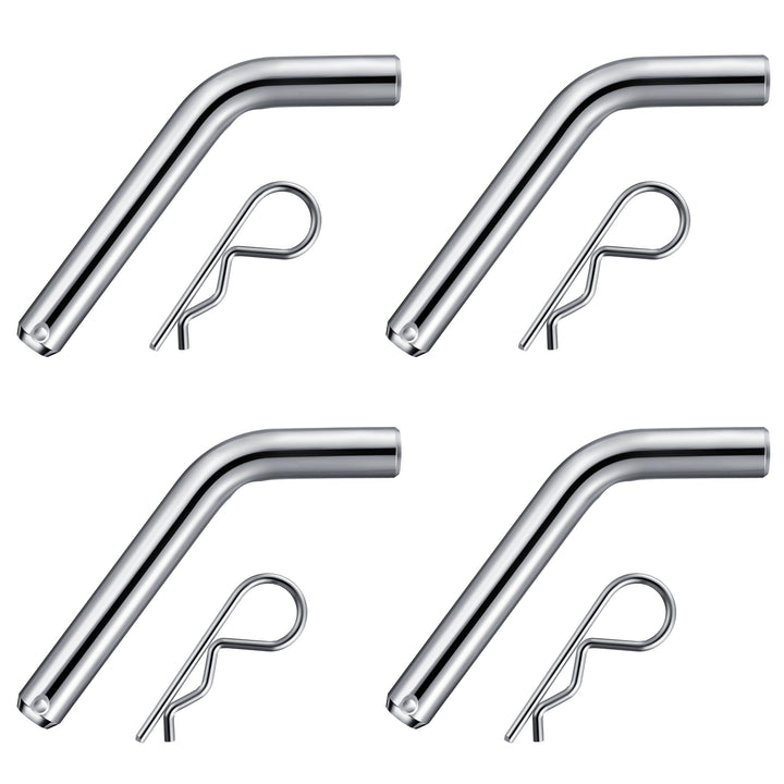 Anglechic front view of hitch pin set showing durable finish and four pins