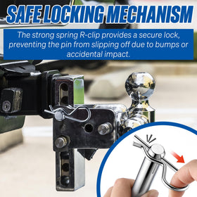 Anglechic hitch pins inserted in receiver demonstrating secure fit