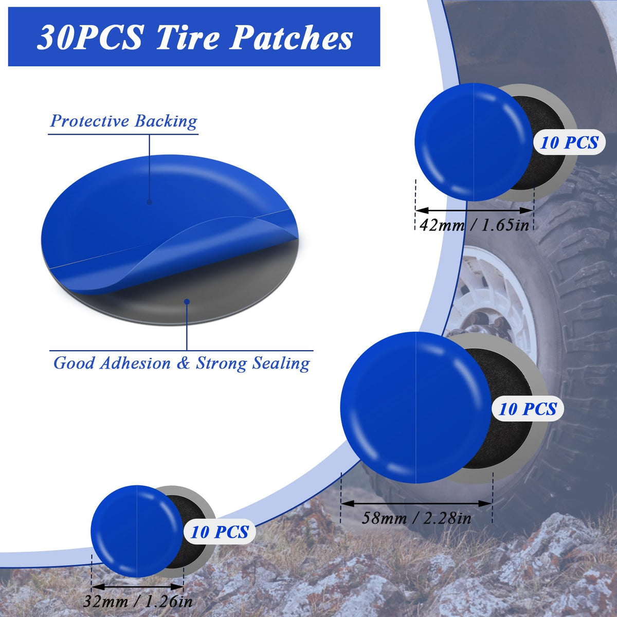 Anglekai kit in use pressing a patch onto a car tire for sealing