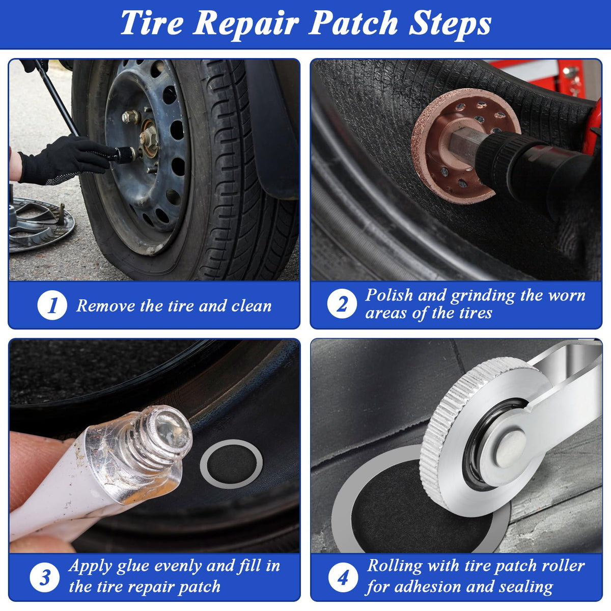 Anglekai scraper next to patches cleaning tire surfaces efficiently