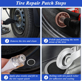 Anglekai scraper next to patches cleaning tire surfaces efficiently