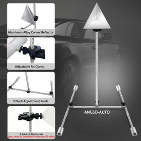 ANGSO-AUTO reflector mounted near vehicle during calibration to demonstrate use