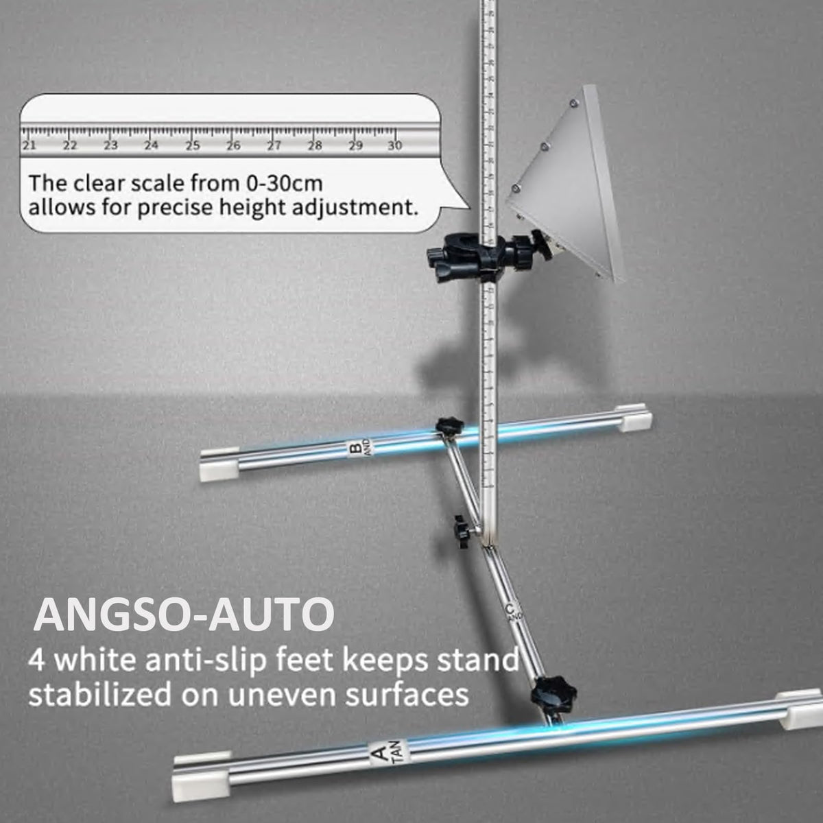 ANGSO-AUTO height scale close-up with 0–30 cm markings for fast adjustments