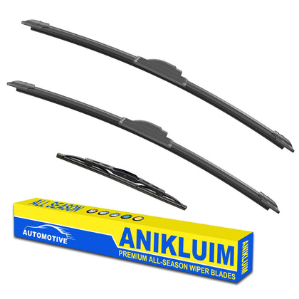 ANIKLUIM front packaging showing the three-piece wiper set and fit compatibility benefit