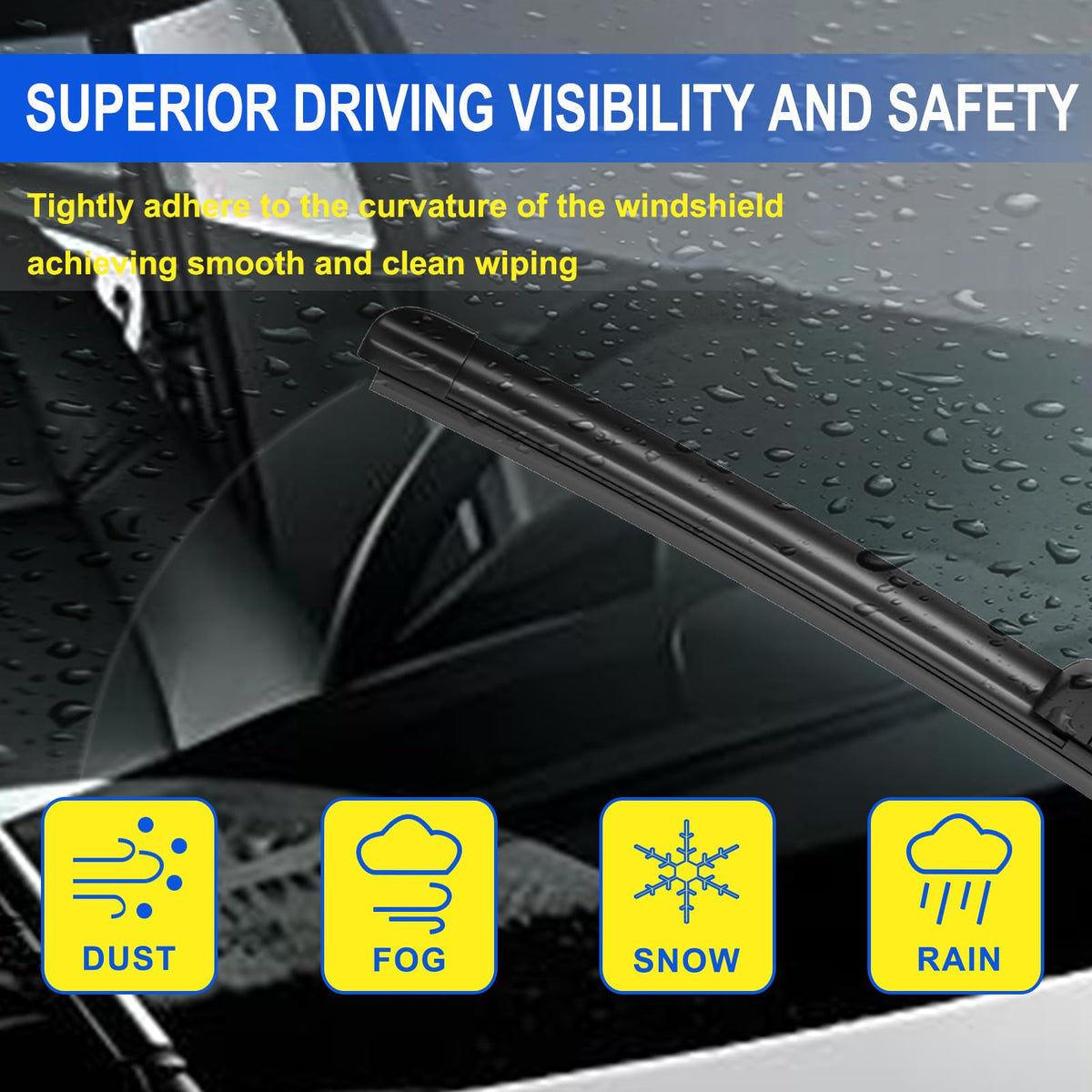 ANIKLUIM driver and passenger blades mounted on Traverse windshield for clear visibility