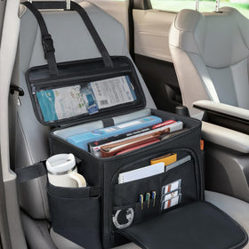 ANILD front seat organizer front view showing organized compartments and neat storage