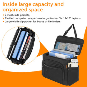 ANILD side view highlighting bottle and umbrella pocket for spill-safe storage