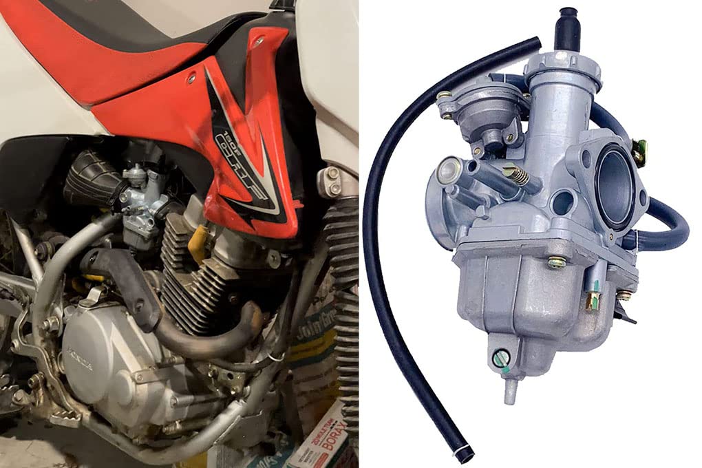 Aniro Moto carburetor mounted on CRF150F demonstrating direct-fit replacement