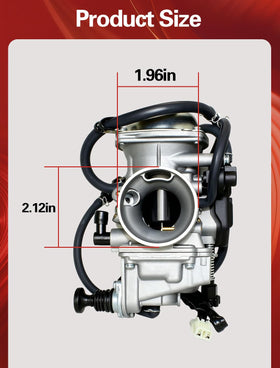 Aniro Moto carburetor next to ruler showing compact size and easy fitment