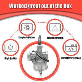 Aniro Moto carburetor side profile with fuel valve showing simple replacement advantage