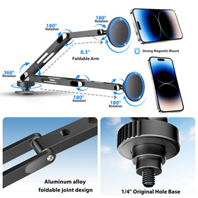ANKEWAY 8.3-inch extended arm tucked under dash demonstrating adjustable unobstructed view