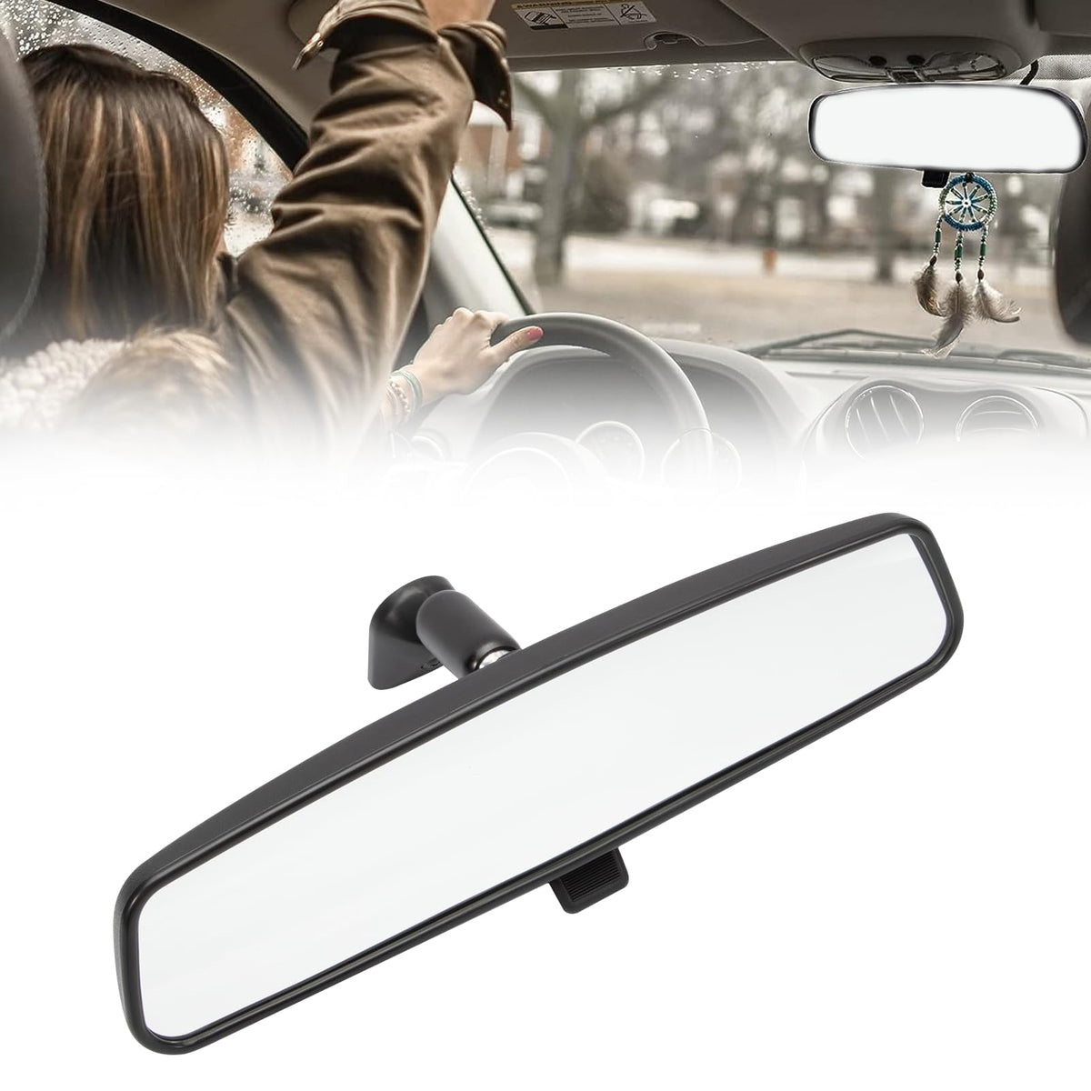 Anlseiod mirror in a Jeep on road showing safer lane-change visibility